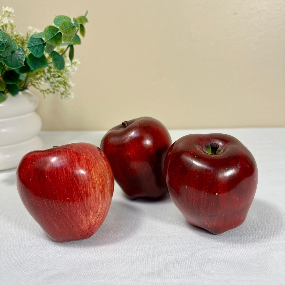 Ceramic Heavy Faux Apple Decor Figurines | Set of 3 | Teachers Gift - Picture 3 of 8